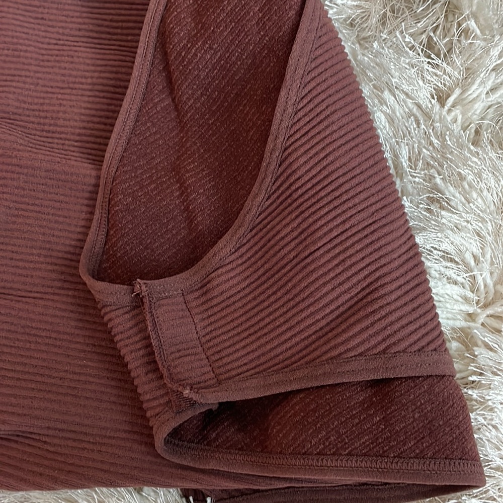 Brown ribbed mock neck bodysuit - Picture 4 of 4